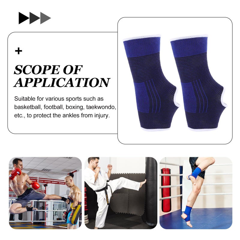High Elasticity Ankle Support Sleeve Pair Blue Sweat Absorption for Basketball Soccer Sports - Image 4