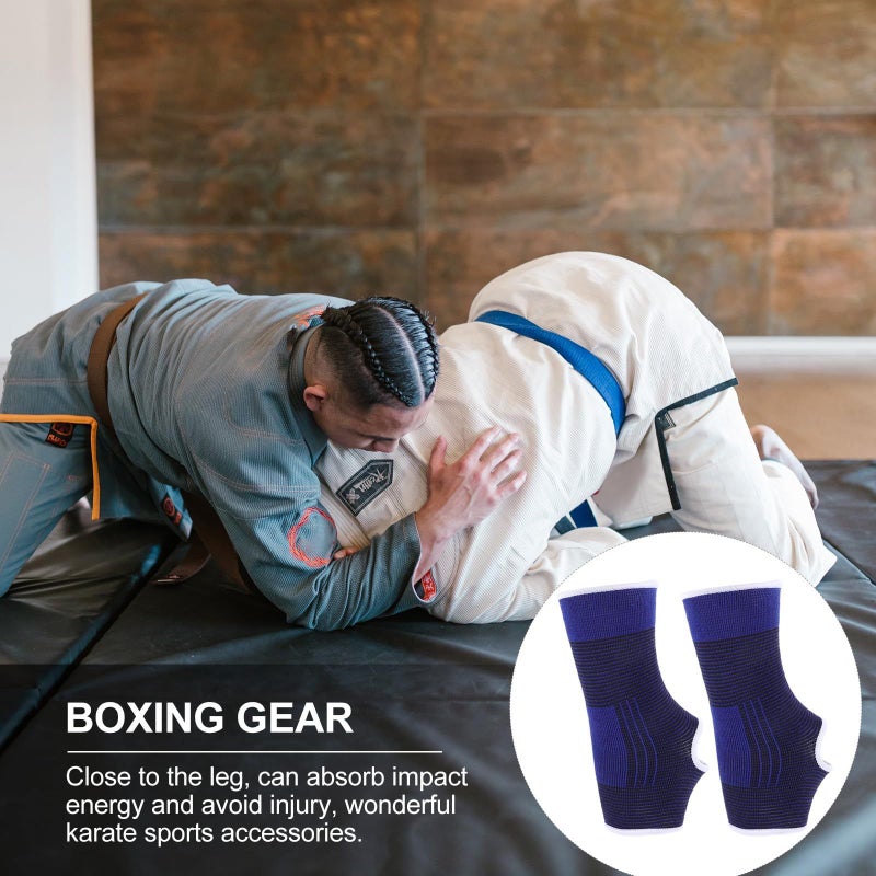 High Elasticity Ankle Support Sleeve Pair Blue Sweat Absorption for Basketball Soccer Sports - Image 5
