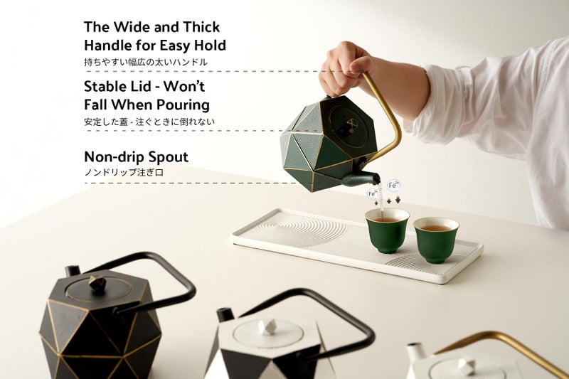 Toptier Cast Iron Teapot, Stovetop Safe Japanese Cast Iron Tea Kettle, Diamond Design Tea Pot with Removable Infuser for Loose Tea, 30 Ounce (900 ml), Dark Green - Image 5