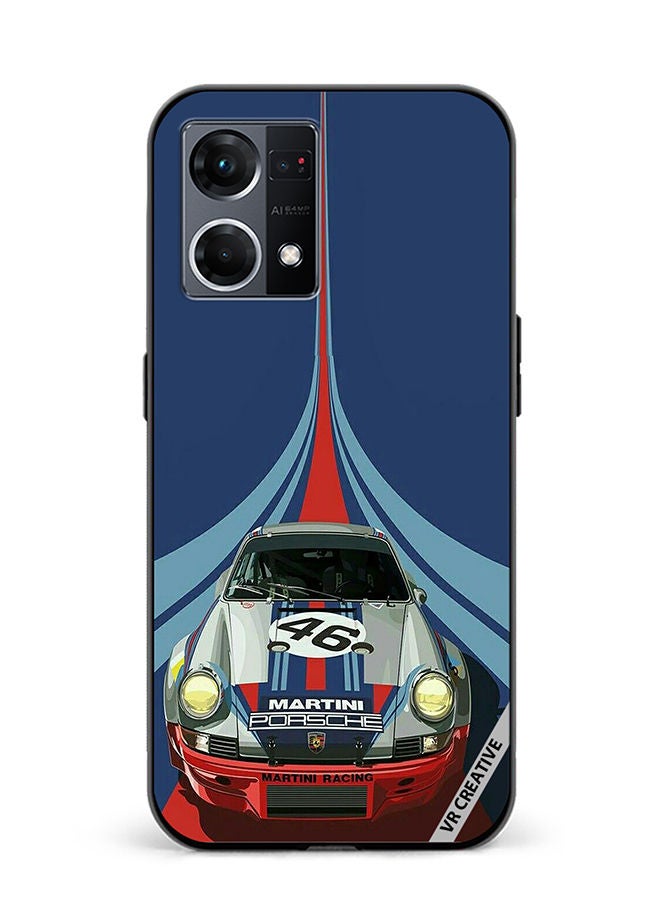 VR CREATIVE Protective Case Cover For Oppo Reno8 4G Martini Porsche 46 Racing Car Design Multicolour - Image 1