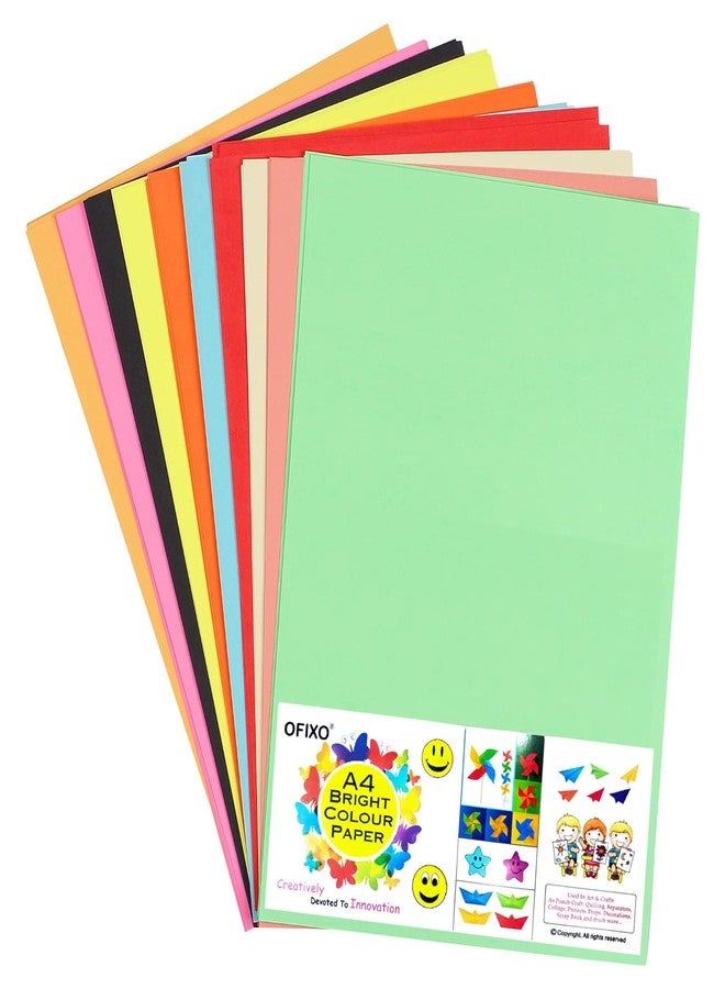 OFIXO A4 Multicolor, Bright, BIG/FULL Size, Chart/Pastel Sheets, Used in art and craft, collage, projects, posters etc. Plain color Sheets paper (150 GSM) 20 Pcs Color Sheet - Image 1