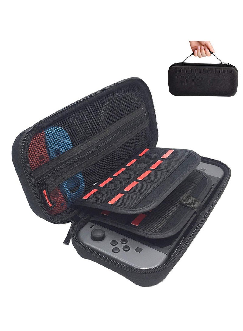GNAFOTU Switch Carrying Case compatible with Nintendo Switch - 20 Game Cartridges Protective Hard Shell Travel Carrying Case Pouch for Nintendo Switch Console & Accessories, Black - Image 1