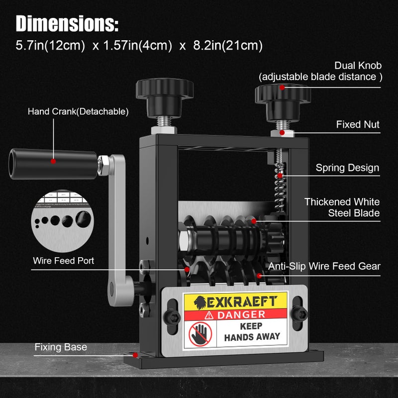 EXKRAEFT Wire Stripper Machine Gauge Wire 3-17mm, Manual & Electric Drill Compatible Copper Wire Stripping Tool with 6 Channels 5 Blades, Scrap Wire Stripping Machine for Efficient Cable Stripping - Image 5