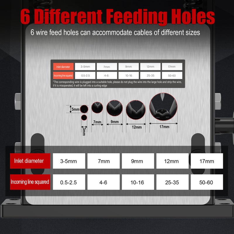 EXKRAEFT Wire Stripper Machine Gauge Wire 3-17mm, Manual & Electric Drill Compatible Copper Wire Stripping Tool with 6 Channels 5 Blades, Scrap Wire Stripping Machine for Efficient Cable Stripping - Image 3