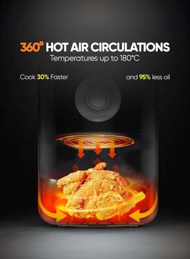 gvc pro Electric Oil-Free Air Fryer, 3L, 1000W, Model GVCAF-823, Rapid Air Technology, Adjustable Timer & Temperature, Non-Stick Coating, Sleek Black Design, Perfect for Frying, Baking, Roasting, and Reheating 3 L 1000 W GVCAF-823 BLACK - Image 5