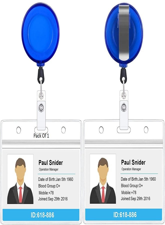 Shining Zon PVC Card Holder Badge Transparent for School Institute Office Use Horizontal id cardholder with Yoyo Clip - Pack of 1 - Image 1