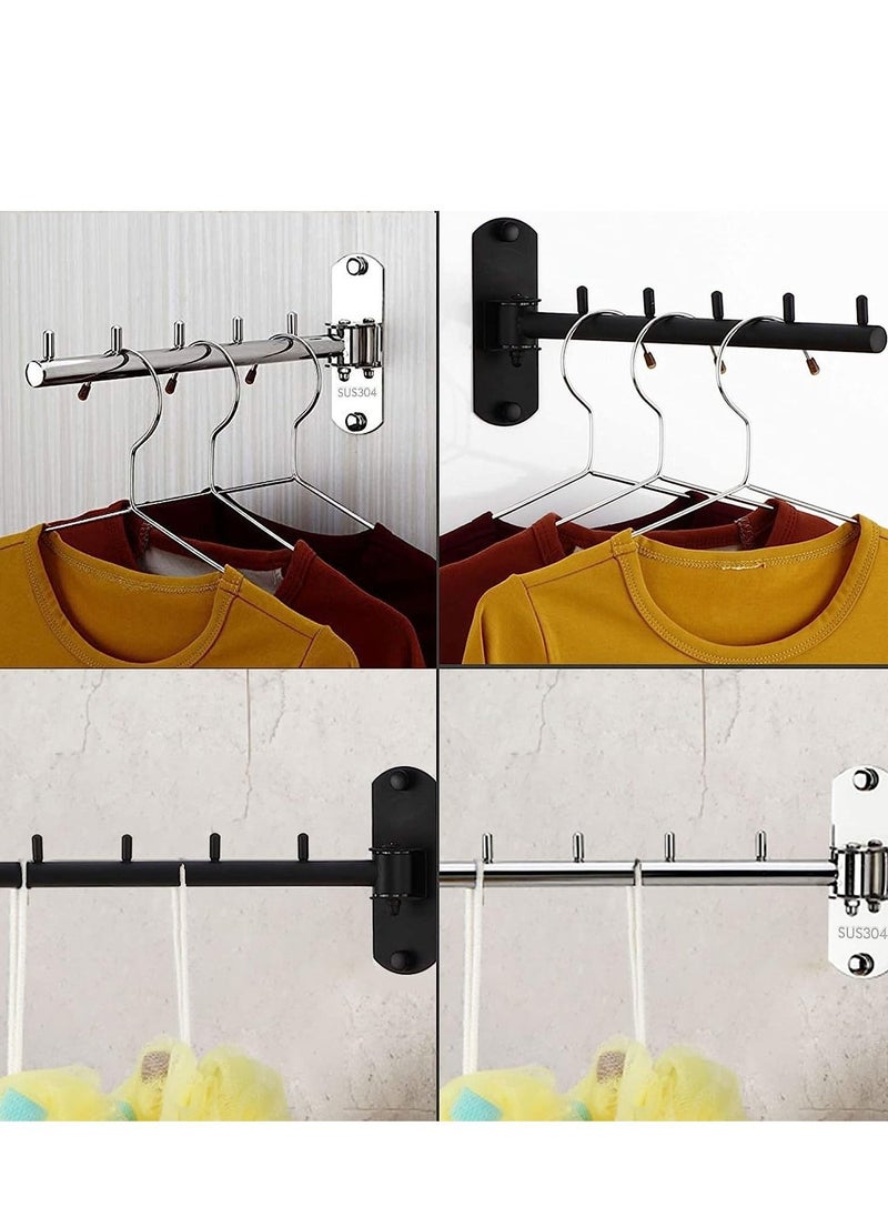 Generic - 2 Pcs Wall Mounted Clothes Hanger Rack, Stainless Steel Hook Holder, Space Saving Clothing Hanging System Closet Storage Organizer Drying Rack Coat Hook for Bathroom, Bedroom, Laundry Room - Image 1