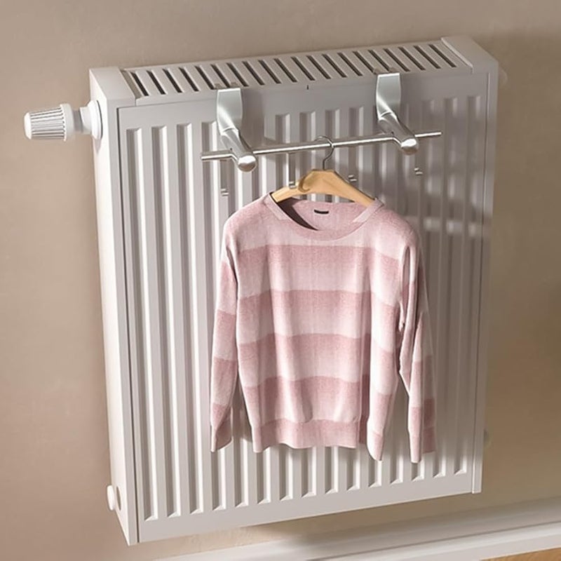 60 سم سكة مناشف مشعاع قابلة للتعديل من الفولاذ المقاوم للصدأ وحامل تجفيف الملابس - Image 4