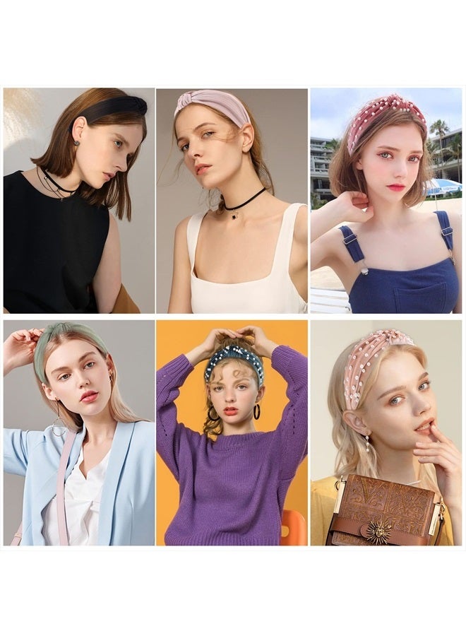LOVNFC Womens Headbands, 6Pcs Knotted Head Bands No Slip Fashion for Girls Wide Top Knot Turban Velvet Hair Hoops - Image 4