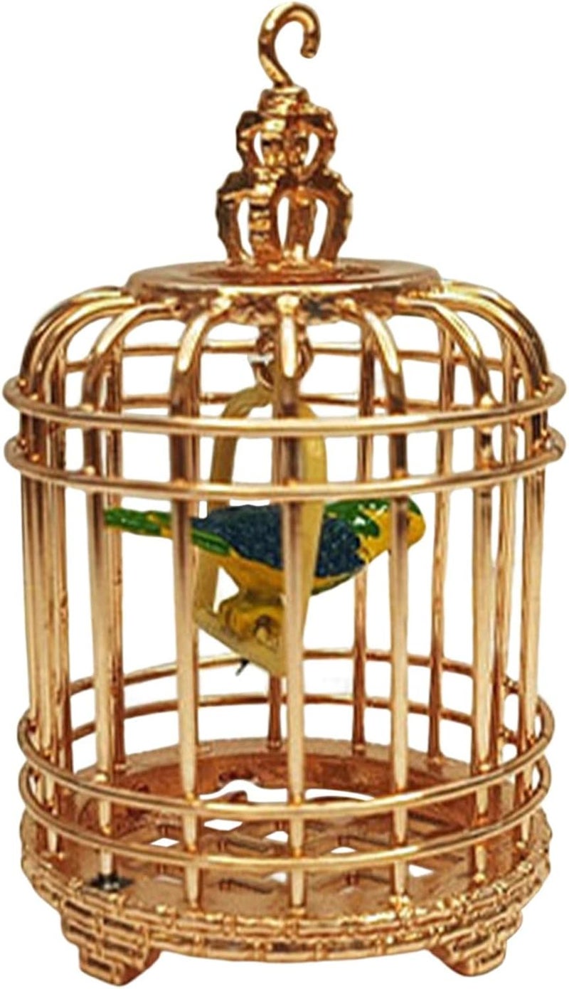 klarako Vintage Style Miniature Alloy Bird Cage with Bird Hanging Hook Model for 1/12 Dolls House Living Room Decor Toy Life Scene , Gold - Image 1