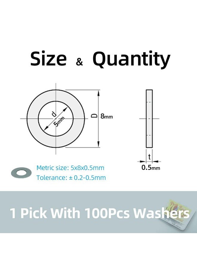 FUSHIPRO Model 1985 PTFE Coated Nylon Washers, 5x8x0.5mm (Set of 100Pcs) use with Ball Bearing Spacers for Traxxas RC Vehicles - Image 4