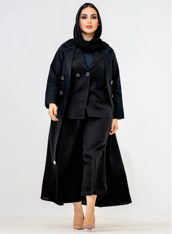Teraz Black solid formal suit abaya for business and events - Image 1