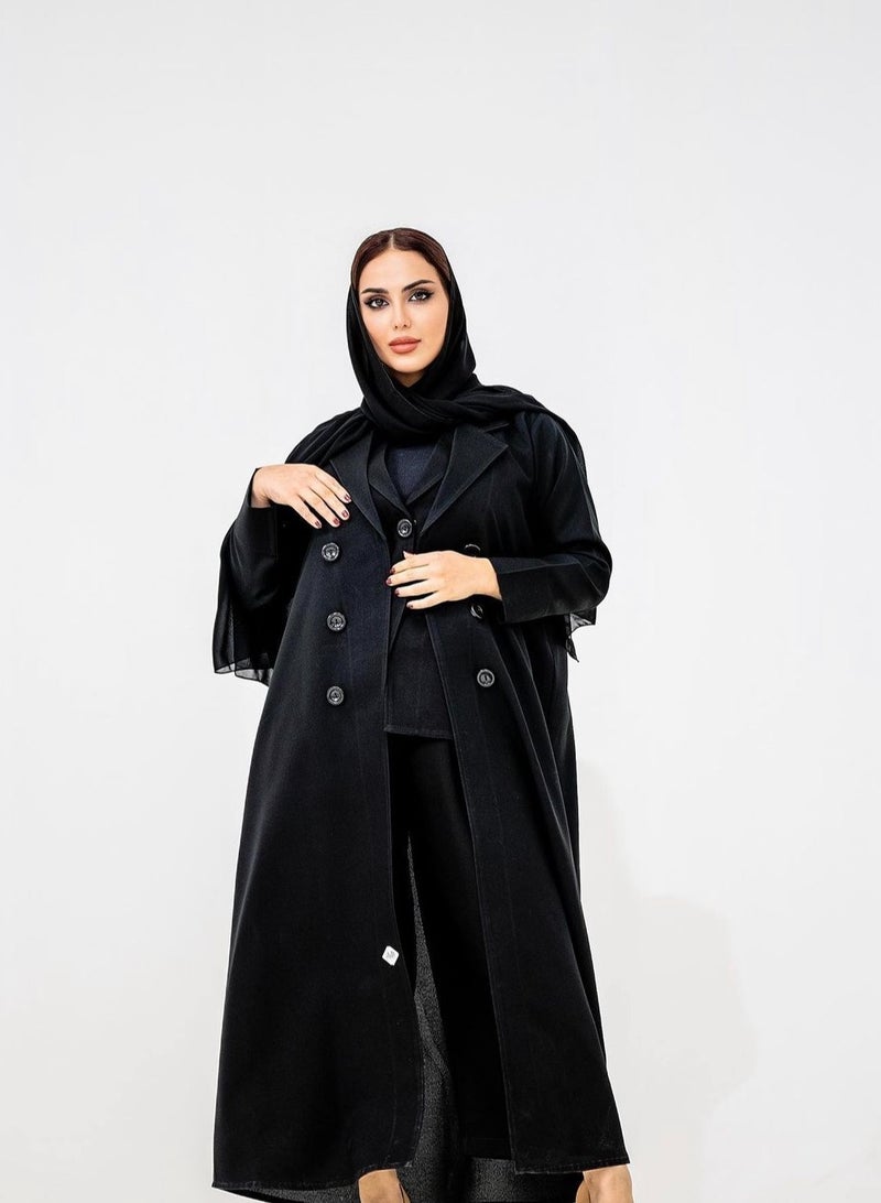 Teraz Black solid formal suit abaya for business and events - Image 2