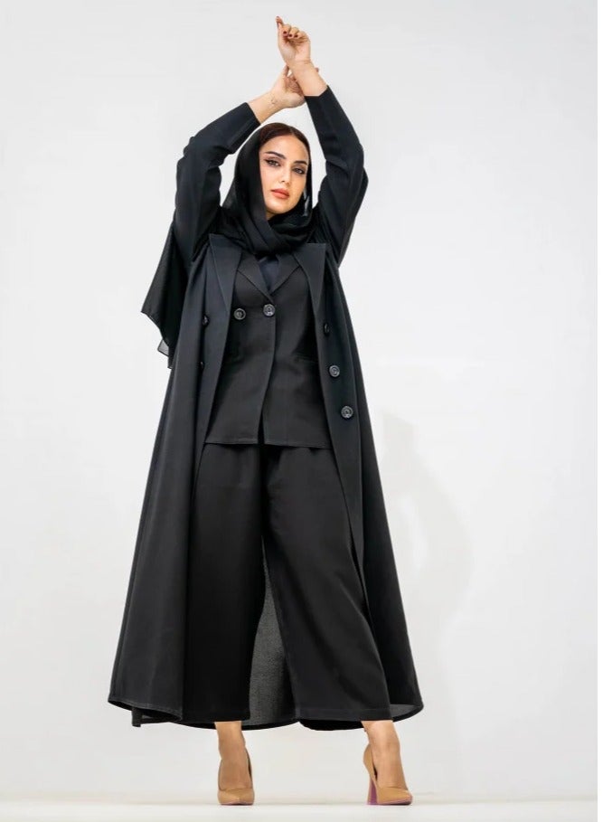 Teraz Black solid formal suit abaya for business and events - Image 4
