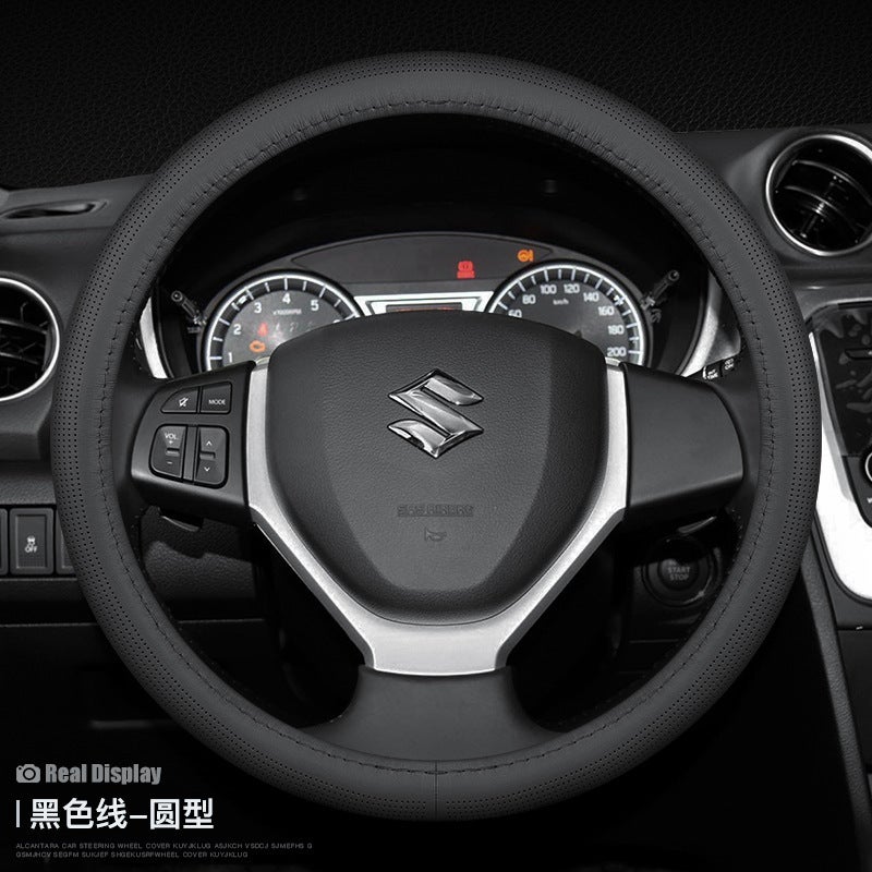 Suitable For Suzuki Genuine Leather Steering Wheel Cover For Swift, Ignis, Alto, Celerio, Jimny, Ertiga, S-Cross, Vitara, Grand Vitara, Ciaz, S-Cross, Ertiga, Ciaz, S-Cross,E - Image 1