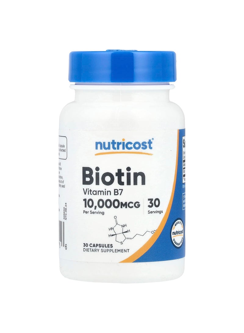 Nutricost Biotin, 10,000 mcg, 30 Capsules