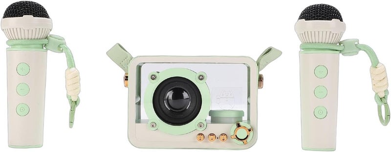 SUNGOOYUE Karaoke Machine, Portable Speaker with 2 Wireless Microphones, for Home Party Outdoor Adventures Classroom Activities (Light Green) - Image 1