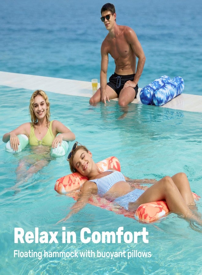 Sloosh 3 Pack 4-in-1 Inflatable Pool Floats Hammock, Water Hammock Lounges, Multi-Purpose Swimming Pool Accessories (Saddle, Lounge Chair, Drifter) for Pool, Lake, Outdoor, Beach (Green/Blue/Orange) - Image 3