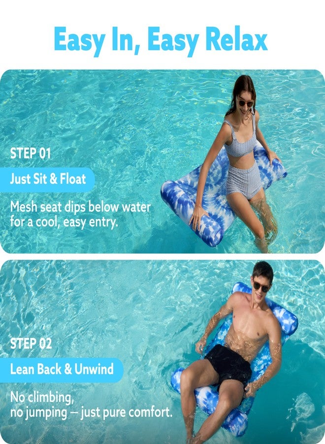 Sloosh 3 Pack 4-in-1 Inflatable Pool Floats Hammock, Water Hammock Lounges, Multi-Purpose Swimming Pool Accessories (Saddle, Lounge Chair, Drifter) for Pool, Lake, Outdoor, Beach (Green/Blue/Orange) - Image 5