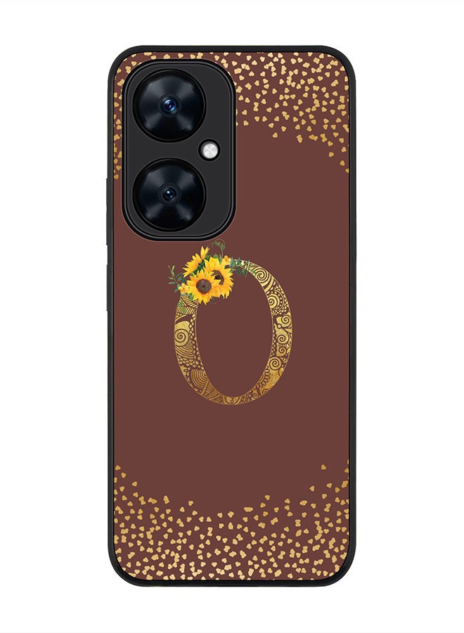 Stylizedd Rugged Black Edge case for Huawei nova 11i ,Slim fit Flexible Cover - Custom Monogram Initial Letter Floral Mandala Pattern Alphabet - O (Brown ) - Image 1