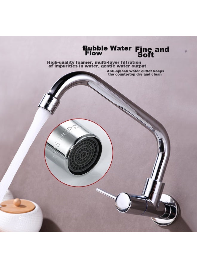 Larsd Wall-mounted Faucet, Kitchen Faucet With Copper Body, Single Cold Water Tap, Sink And Laundry Basin Quick-open Faucet Ld06 - Image 3