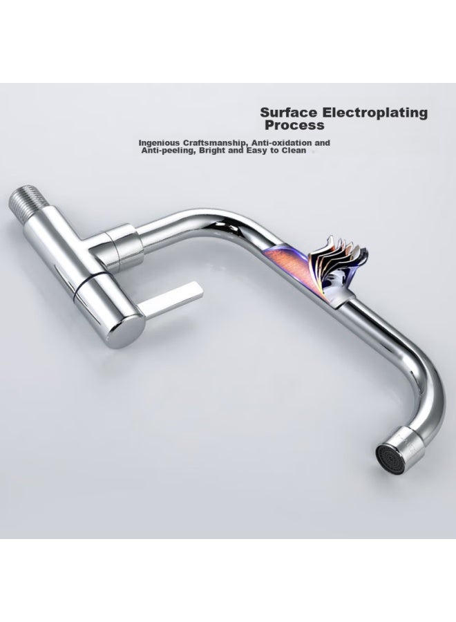 Larsd Wall-mounted Faucet, Kitchen Faucet With Copper Body, Single Cold Water Tap, Sink And Laundry Basin Quick-open Faucet Ld06 - Image 2