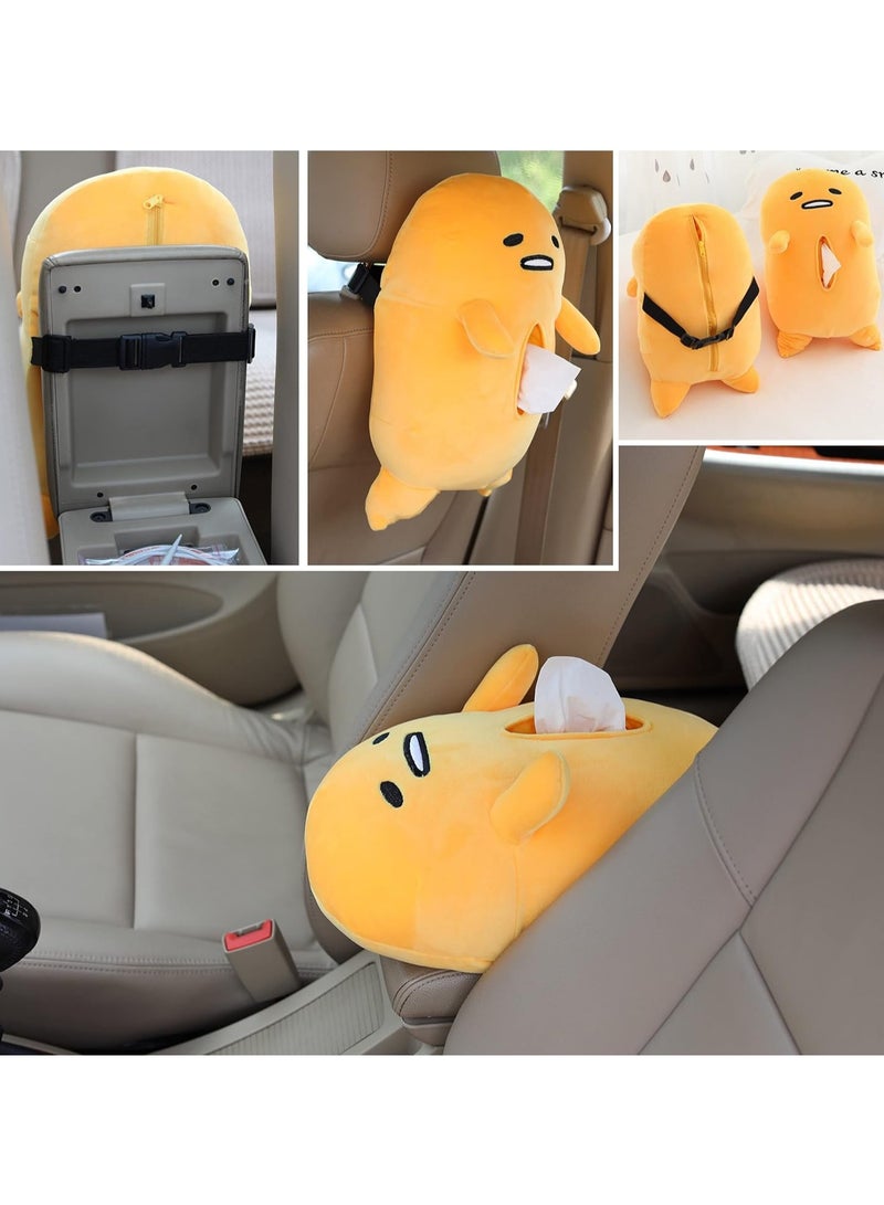 general Anime Gudetama Tissue Box Cartoon Lazy Egg Plush Doll Tissue Cover Creative Paper Holder Napkin Holder Paper Storage for Car, Home, Bathroom - Image 4