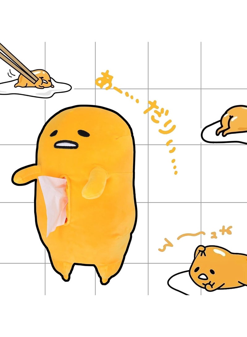 general Anime Gudetama Tissue Box Cartoon Lazy Egg Plush Doll Tissue Cover Creative Paper Holder Napkin Holder Paper Storage for Car, Home, Bathroom - Image 5