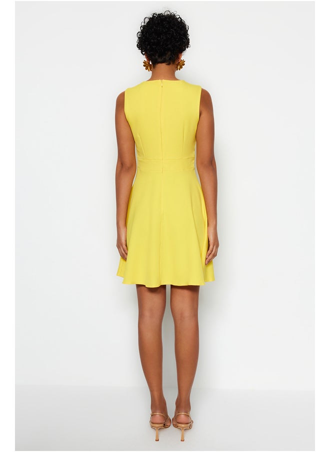 trendyol - Yellow Waist Opening Mini V-Neck Woven Dress TWOSS19BB0210 - Image 1