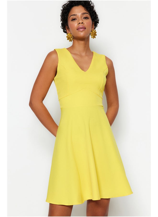 trendyol - Yellow Waist Opening Mini V-Neck Woven Dress TWOSS19BB0210 - Image 1