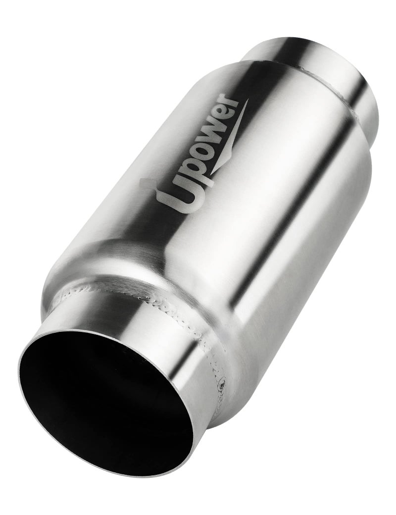 UPOWER 3 InletOutlet Exhaust Resonator9 Overall Length Center Straight Through Stainless Steel MufflerPolished