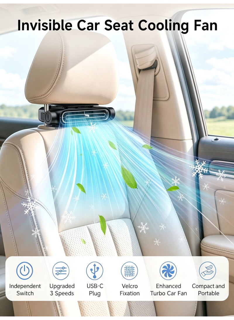 Closeli Car Backseat Fan,Car Seat Cooling Fan,Angle Adjustable Carseat Cooler,Portable Ventilation Fans, 3 Speed Adjustable,3000mAh Rechargeable,Clip On Air Circulator,Electric Vehicle Fans for Road Trips Camping - Image 3