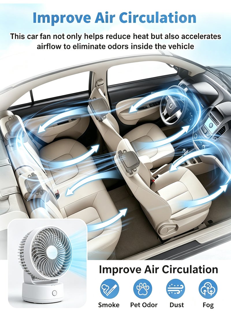 Closeli Car Backseat Fan,Car Seat Cooling Fan,Angle Adjustable Carseat Cooler,Portable Ventilation Fans, 3 Speed Adjustable,3000mAh Rechargeable,Clip On Air Circulator,Electric Vehicle Fans for Road Trips Camping - Image 4