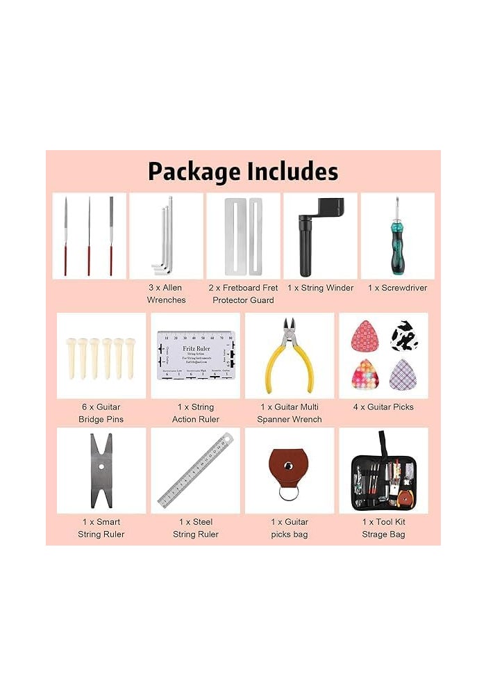 26-Piece Guitar Repair Kit with Tools and Accessories - Image 2
