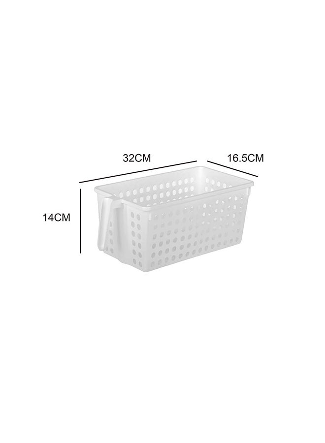 Noon East 4-Pack 5.5 L (32×16.5×14 Cm) Plastic Storage Baskets With Built-In Handles – Multi-Purpose Organizer For Fridge, Kitchen, Bathroom, Office & Home – White - Image 2