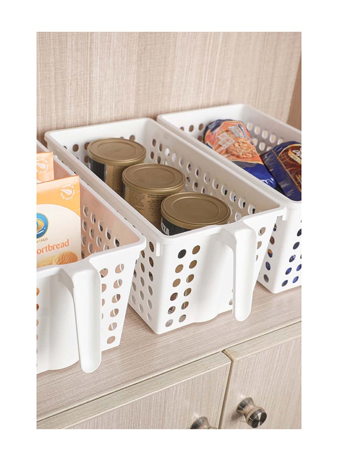 Noon East 4-Pack 5.5 L (32×16.5×14 Cm) Plastic Storage Baskets With Built-In Handles – Multi-Purpose Organizer For Fridge, Kitchen, Bathroom, Office & Home – White - Image 5