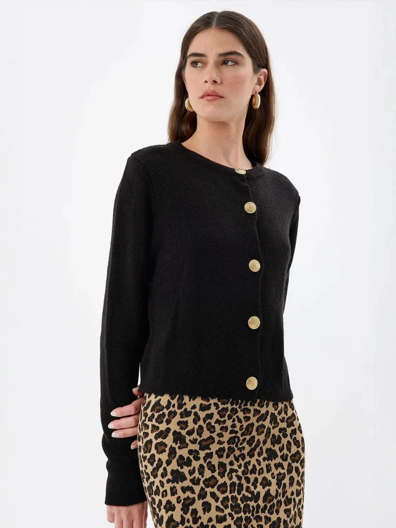 HICCUP Buttoned Knit Cardigan
