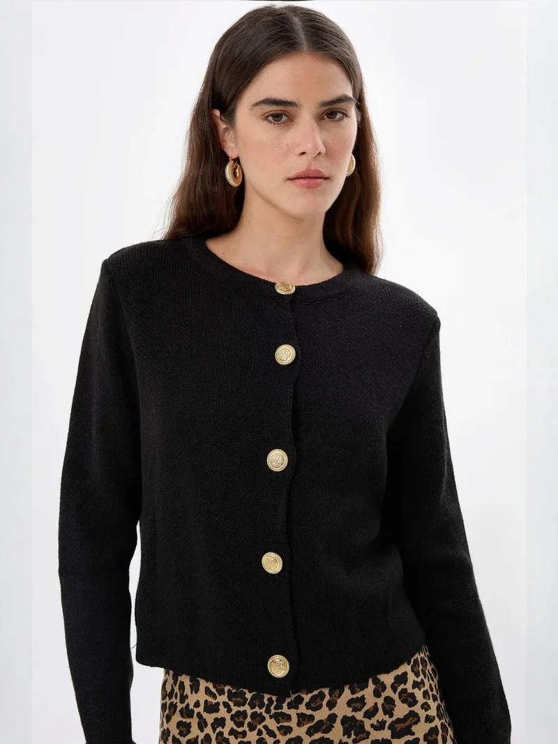 HICCUP Buttoned Knit Cardigan