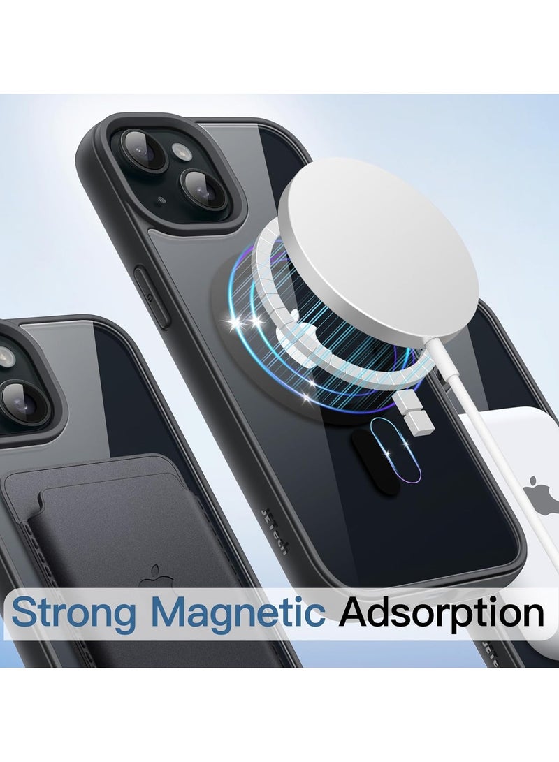 Denx Magnetic Case for iPhone 15 [Shockproof & Slim] Clear Hard Back Cover with high-Grade Protection | Black - Image 2