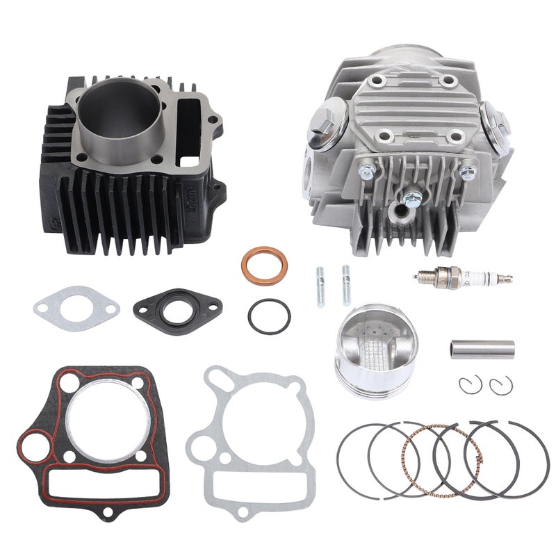 WOOSTAR 524mm Big Bore Cylinder and Head 66mm Valves Assembly with Piston Ring Kit Replacement for 4 Stroke 110cc Chinese Taotao Coolster Engine ATV Go Kart Dirt Bike