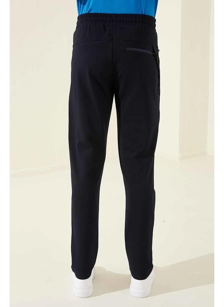 تومي لايف Navy Blue Men's Zippered Three Pocket Standard Fit Classic Leg Tracksuit Bottom-84671