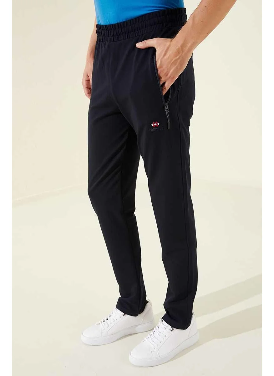 تومي لايف Navy Blue Men's Zippered Three Pocket Standard Fit Classic Leg Tracksuit Bottom-84671