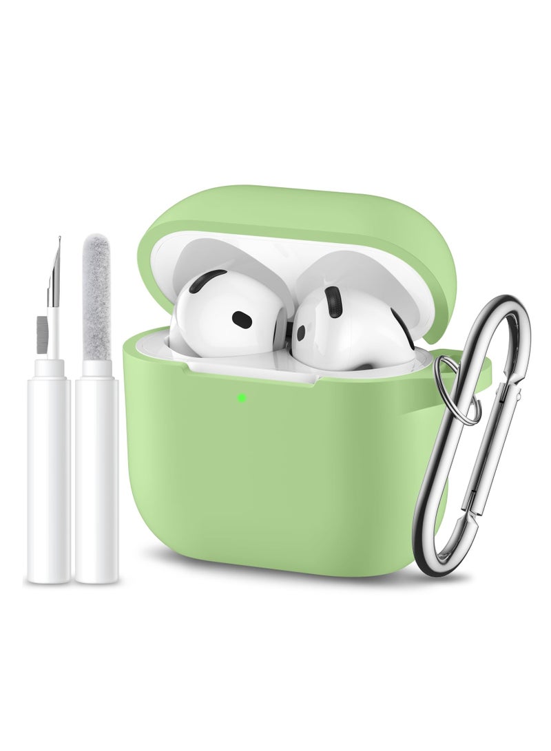 SZOXST Compatible with AirPods 4 Case Cover, Soft Silicone Shockproof Covers for Airpods 4th Generation 2024 Cases with Keychain and Cleaning Kit Front LED Visible for Women and Men Green - Image 1