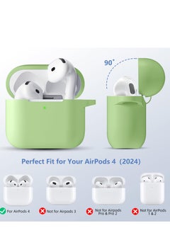 SZOXST Compatible with AirPods 4 Case Cover, Soft Silicone Shockproof Covers for Airpods 4th Generation 2024 Cases with Keychain and Cleaning Kit Front LED Visible for Women and Men Green  - Image 2