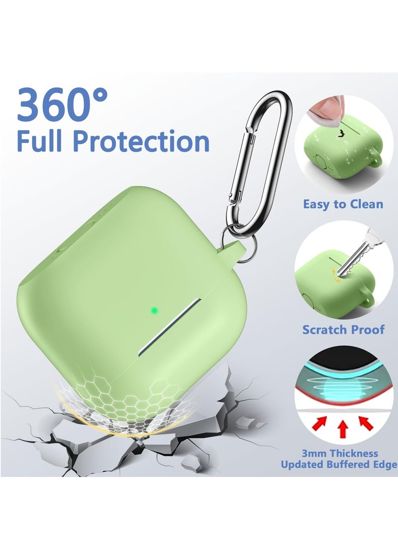 SZOXST Compatible with AirPods 4 Case Cover, Soft Silicone Shockproof Covers for Airpods 4th Generation 2024 Cases with Keychain and Cleaning Kit Front LED Visible for Women and Men Green - Image 3