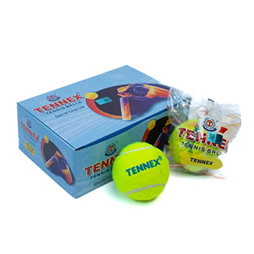 TENNEX Rubber Tennis Ball for Cricket Yellow Colour | Soft/Light Cricket Tennis Ball | Approx 72 Grams | 12 Balls Pack - Image 2