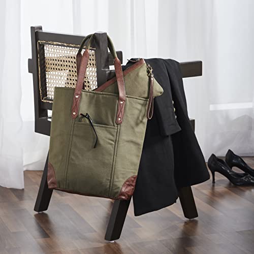 Mona B Canvas Tote Handbag for Women with Pouch perfect for Travel, College and office Use - Brown - Image 3