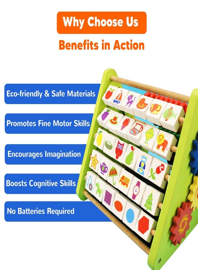 Shumee 5‑in‑1 Wooden STEM Activity Triangle for Kids | Learning Toy with Abacus, Alphabet, Numbers & Clock | Educational Montessori Toy | Gift for Toddlers | Abacus and Gear Cube | Toys for Babies - Image 5