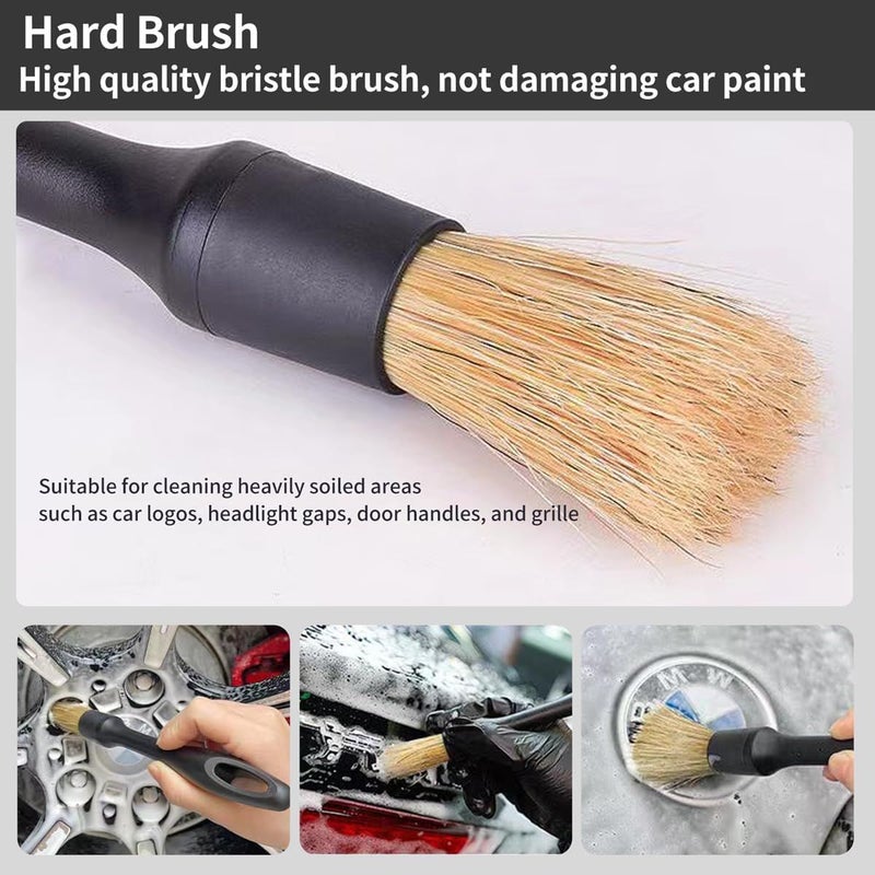 4 Professional Automotive Detailing Brushes Soft Bristles Scratch Resistant Plastic for Dashboard Vents Tires Ergonomic Handle - Image 4