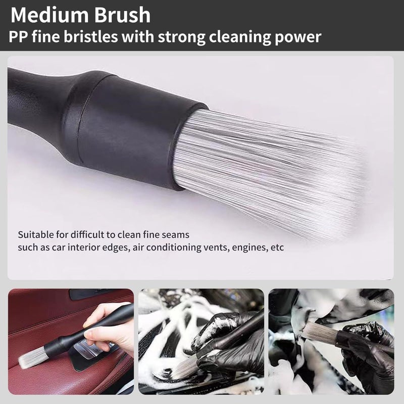 4 Professional Automotive Detailing Brushes Soft Bristles Scratch Resistant Plastic for Dashboard Vents Tires Ergonomic Handle - Image 5